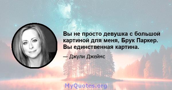 Вы не просто девушка с большой картиной для меня, Брук Паркер. Вы единственная картина.