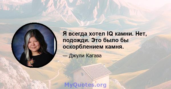 Я всегда хотел IQ камни. Нет, подожди. Это было бы оскорблением камня.