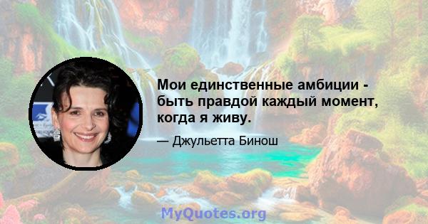 Мои единственные амбиции - быть правдой каждый момент, когда я живу.