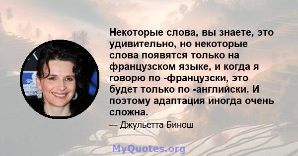 Некоторые слова, вы знаете, это удивительно, но некоторые слова появятся только на французском языке, и когда я говорю по -французски, это будет только по -английски. И поэтому адаптация иногда очень сложна.