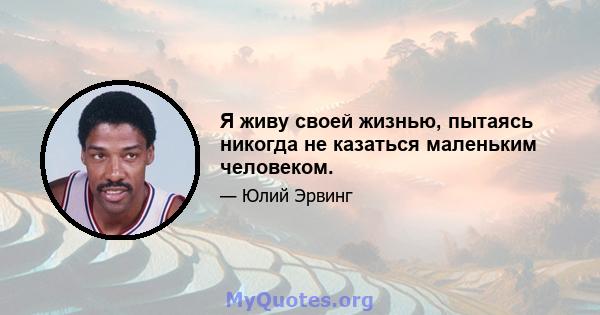 Я живу своей жизнью, пытаясь никогда не казаться маленьким человеком.