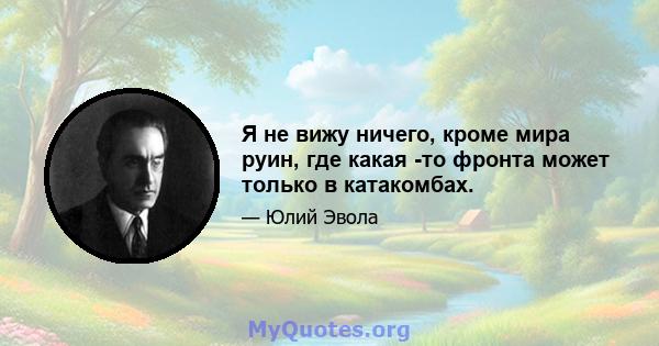 Я не вижу ничего, кроме мира руин, где какая -то фронта может только в катакомбах.