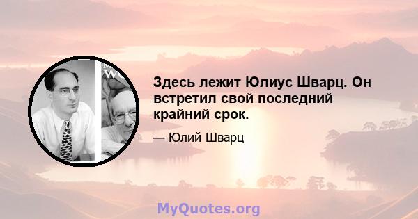 Здесь лежит Юлиус Шварц. Он встретил свой последний крайний срок.