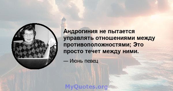 Андрогиния не пытается управлять отношениями между противоположностями; Это просто течет между ними.