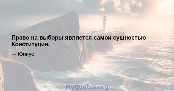 Право на выборы является самой сущностью Конституции.