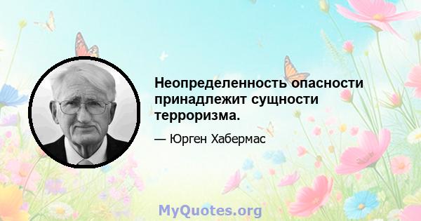 Неопределенность опасности принадлежит сущности терроризма.