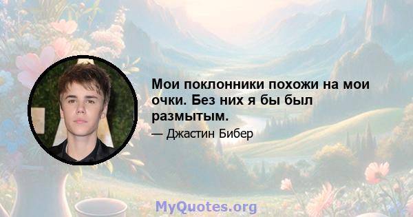 Мои поклонники похожи на мои очки. Без них я бы был размытым.