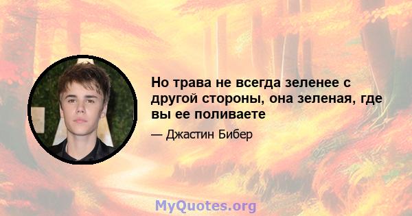 Но трава не всегда зеленее с другой стороны, она зеленая, где вы ее поливаете