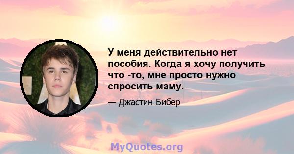 У меня действительно нет пособия. Когда я хочу получить что -то, мне просто нужно спросить маму.