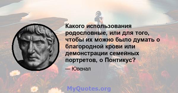 Какого использования родословные, или для того, чтобы их можно было думать о благородной крови или демонстрации семейных портретов, о Понтикус?