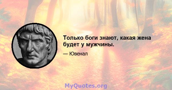 Только боги знают, какая жена будет у мужчины.