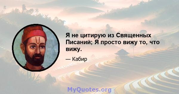 Я не цитирую из Священных Писаний; Я просто вижу то, что вижу.