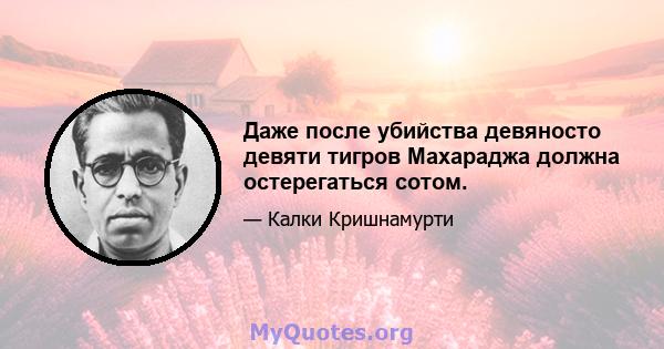 Даже после убийства девяносто девяти тигров Махараджа должна остерегаться сотом.