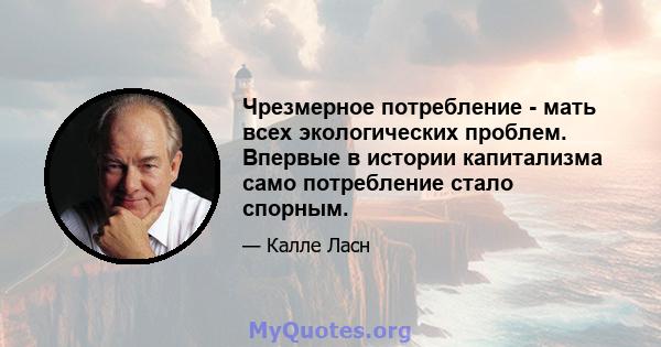 Чрезмерное потребление - мать всех экологических проблем. Впервые в истории капитализма само потребление стало спорным.