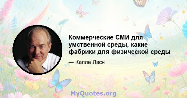 Коммерческие СМИ для умственной среды, какие фабрики для физической среды