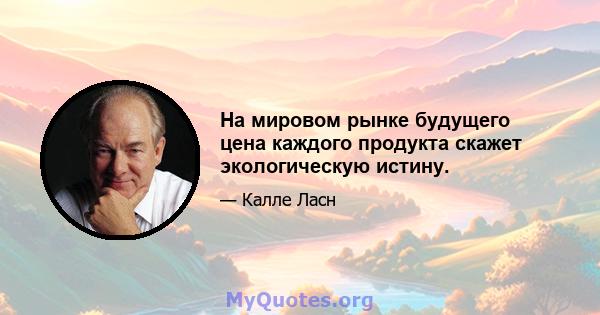 На мировом рынке будущего цена каждого продукта скажет экологическую истину.