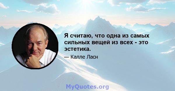 Я считаю, что одна из самых сильных вещей из всех - это эстетика.