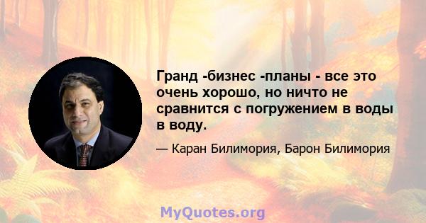 Гранд -бизнес -планы - все это очень хорошо, но ничто не сравнится с погружением в воды в воду.