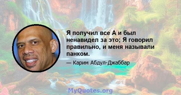 Я получил все А и был ненавидел за это; Я говорил правильно, и меня называли панком.