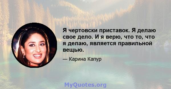 Я чертовски приставок. Я делаю свое дело. И я верю, что то, что я делаю, является правильной вещью.