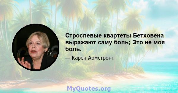 Строслевые квартеты Бетховена выражают саму боль; Это не моя боль.