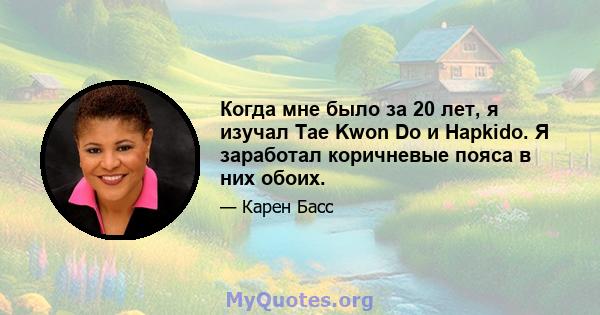 Когда мне было за 20 лет, я изучал Tae Kwon Do и Hapkido. Я заработал коричневые пояса в них обоих.