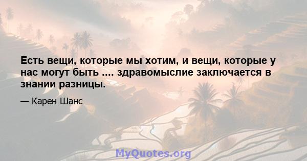 Есть вещи, которые мы хотим, и вещи, которые у нас могут быть .... здравомыслие заключается в знании разницы.