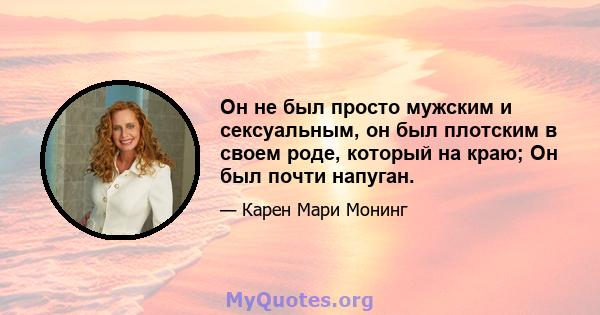 Он не был просто мужским и сексуальным, он был плотским в своем роде, который на краю; Он был почти напуган.