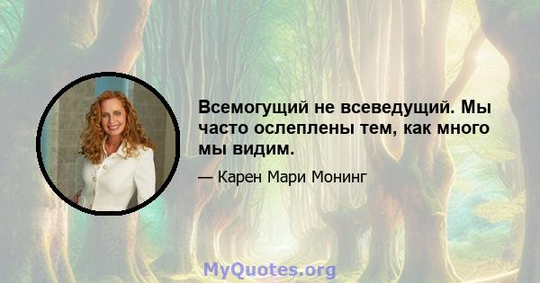 Всемогущий не всеведущий. Мы часто ослеплены тем, как много мы видим.