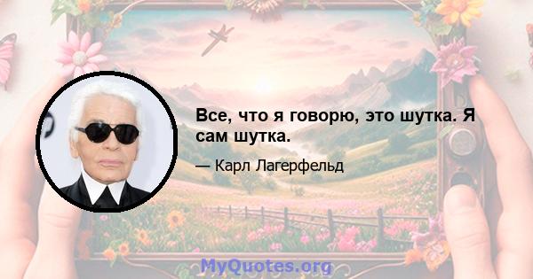 Все, что я говорю, это шутка. Я сам шутка.