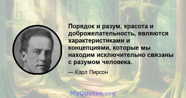 Порядок и разум, красота и доброжелательность, являются характеристиками и концепциями, которые мы находим исключительно связаны с разумом человека.