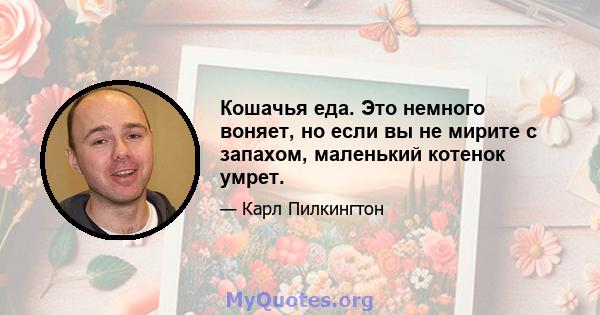 Кошачья еда. Это немного воняет, но если вы не мирите с запахом, маленький котенок умрет.