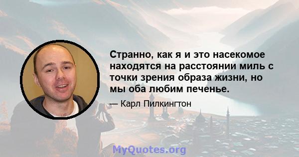 Странно, как я и это насекомое находятся на расстоянии миль с точки зрения образа жизни, но мы оба любим печенье.