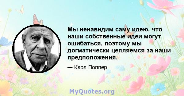 Мы ненавидим саму идею, что наши собственные идеи могут ошибаться, поэтому мы догматически цепляемся за наши предположения.