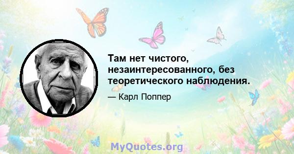 Там нет чистого, незаинтересованного, без теоретического наблюдения.