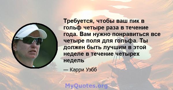 Требуется, чтобы ваш пик в гольф четыре раза в течение года. Вам нужно понравиться все четыре поля для гольфа. Ты должен быть лучшим в этой неделе в течение четырех недель