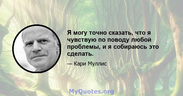 Я могу точно сказать, что я чувствую по поводу любой проблемы, и я собираюсь это сделать.