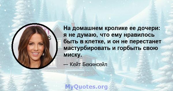 На домашнем кролике ее дочери: я не думаю, что ему нравилось быть в клетке, и он не перестанет мастурбировать и горбыть свою миску.