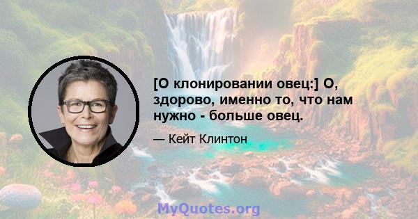 [О клонировании овец:] О, здорово, именно то, что нам нужно - больше овец.