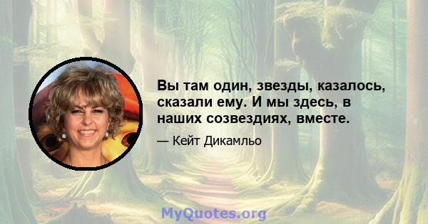 Вы там один, звезды, казалось, сказали ему. И мы здесь, в наших созвездиях, вместе.