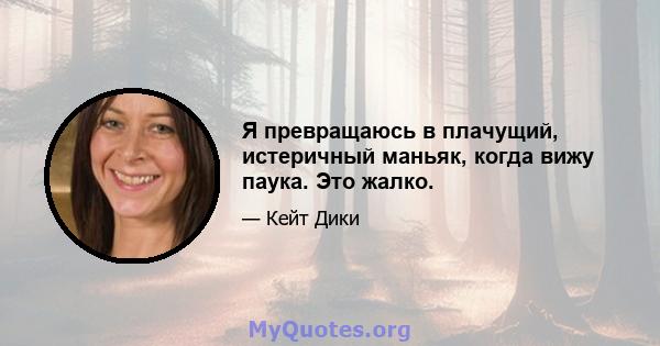 Я превращаюсь в плачущий, истеричный маньяк, когда вижу паука. Это жалко.