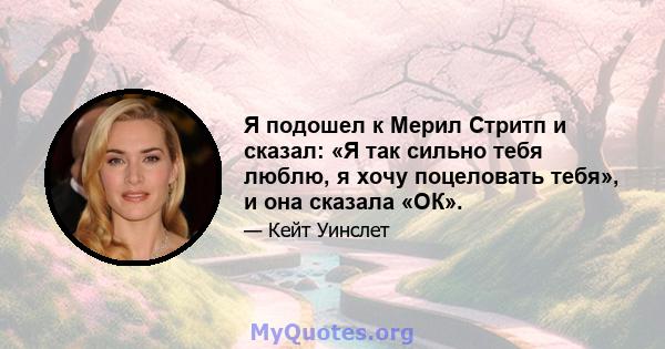 Я подошел к Мерил Стритп и сказал: «Я так сильно тебя люблю, я хочу поцеловать тебя», и она сказала «ОК».