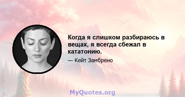 Когда я слишком разбираюсь в вещах, я всегда сбежал в кататонию.