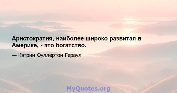 Аристократия, наиболее широко развитая в Америке, - это богатство.