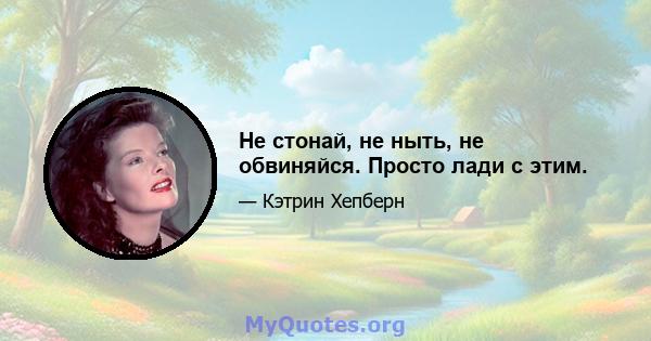 Не стонай, не ныть, не обвиняйся. Просто лади с этим.