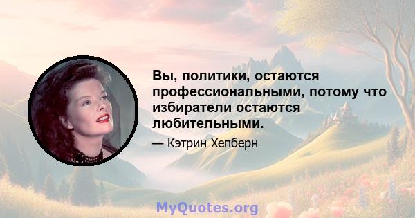 Вы, политики, остаются профессиональными, потому что избиратели остаются любительными.