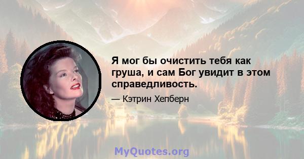 Я мог бы очистить тебя как груша, и сам Бог увидит в этом справедливость.