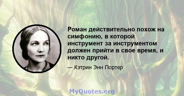 Роман действительно похож на симфонию, в которой инструмент за инструментом должен прийти в свое время, и никто другой.