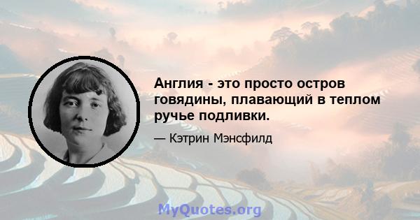 Англия - это просто остров говядины, плавающий в теплом ручье подливки.