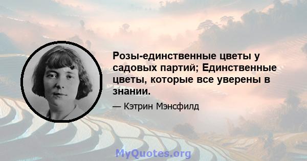 Розы-единственные цветы у садовых партий; Единственные цветы, которые все уверены в знании.